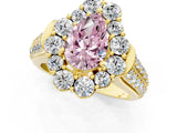 Yellow gold Fancy Pink Pear  Halo Diamond Engagement Ring with Split Shank and Prong Setting_66