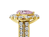Yellow gold Fancy Pink Pear  Halo Diamond Engagement Ring with Split Shank and Prong Setting_70