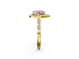 Yellow gold Fancy Pink Pear  Halo Diamond Engagement Ring with Twisted Band and Four-Prong Setting 3