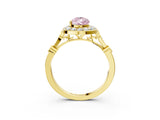 Yellow gold Fancy Pink Pear  Halo Diamond Engagement Ring with Twisted Band and Four-Prong Setting 4