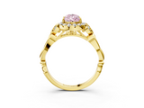 Yellow gold Fancy Pink Pear  Halo Diamond Engagement Ring with Vintage-Inspired Band and Four-Prong Setting_6