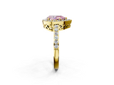 Yellow gold Fancy Pink Pear  Halo Diamond Pavé Band Ring with Prong Setting_22