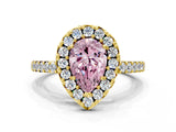 Yellow gold Fancy Pink Pear  Halo Diamond Pavé Solitaire Ring_45