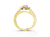 Yellow gold Fancy Pink Pear  Halo Diamond Pavé Solitaire Ring_48