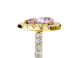 Yellow gold Fancy Pink Pear  Halo Diamond Pavé Solitaire Ring_50