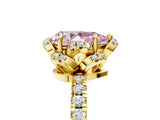 Yellow gold Fancy Pink Pear  Halo Diamond Pave Band Ring with Four-Prong Setting_20