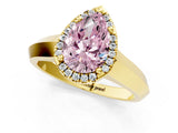 Yellow gold Fancy Pink Pear  Halo Diamond Ring with Cathedral Band and Four-Prong Setting_74