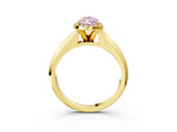 Yellow gold Fancy Pink Pear  Halo Diamond Ring with Cathedral Band and Four-Prong Setting_76