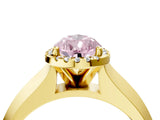 Yellow gold Fancy Pink Pear  Halo Diamond Ring with Cathedral Band and Four-Prong Setting_77