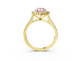 Yellow gold Fancy Pink Pear  Halo Diamond Ring with Pavé Band and Prong Setting_22