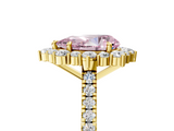 Yellow gold Fancy Pink Pear  Halo Diamond Ring with Pavé Band and Prong Setting_24