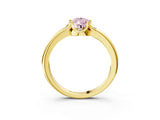 Yellow gold Fancy Pink Pear  Halo Diamond Ring with Round Cluster Setting, Solitaire Band, and Four-Prong Setting_52