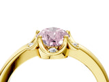Yellow gold Fancy Pink Pear  Halo Diamond Ring with Round Cluster Setting, Solitaire Band, and Four-Prong Setting_53