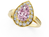 Yellow gold Fancy Pink Pear  Halo Diamond Ring with Split Shank and Four-Prong Setting_63