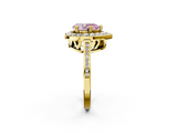 Yellow gold Fancy Pink Pear  Halo Diamond Ring with Split Shank and Four-Prong Setting_64