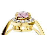 Yellow gold Fancy Pink Pear  Halo Diamond Ring with Split Shank and Four-Prong Setting_66