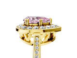 Yellow gold Fancy Pink Pear  Halo Diamond Ring with Split Shank and Four-Prong Setting_67