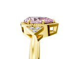 Yellow gold Fancy Pink Pear  Halo Diamond Ring with Tapered Band and Four-Prong Setting_12