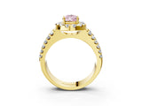 Yellow gold Fancy Pink Pear  Halo Diamond Split Shank Engagement Ring with Prong Setting_114