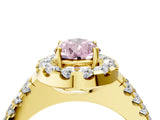 Yellow gold Fancy Pink Pear  Halo Diamond Split Shank Engagement Ring with Prong Setting_115