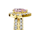 Yellow gold Fancy Pink Pear  Halo Diamond Split Shank Engagement Ring with Prong Setting_116