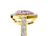 Yellow gold Fancy Pink Pear  Halo Pavé Diamond Engagement Ring with Bezel Setting_24