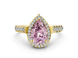 Yellow gold Fancy Pink Pear  Halo Pavé Diamond Engagement Ring with Four-Prong Setting_26