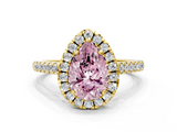 Yellow gold Fancy Pink Pear  Halo Pavé Diamond Engagement Ring with Four-Prong Setting_3