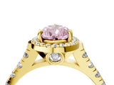 Yellow gold Fancy Pink Pear  Halo Pavé Diamond Engagement Ring with Four-Prong Setting_30
