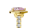 Yellow gold Fancy Pink Pear  Halo Pavé Diamond Engagement Ring with Four-Prong Setting_31