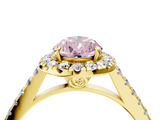 Yellow gold Fancy Pink Pear  Halo Pavé Diamond Engagement Ring with Four-Prong Setting_7