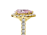 Yellow gold Fancy Pink Pear  Halo Pavé Diamond Engagement Ring with Four-Prong Setting_8