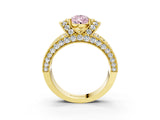 Yellow gold Fancy Pink Pear  Halo Pave Diamond Engagement Ring with Milgrain Detailing_52