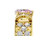 Yellow gold Fancy Pink Pear  Halo Pave Diamond Engagement Ring with Milgrain Detailing_54