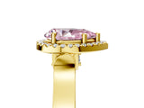Yellow gold Fancy Pink Pear  Halo Pave Split Shank Prong Setting Ring_116