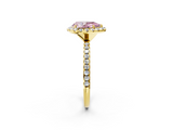 Yellow gold Fancy Pink Pear  Halo Round Diamond Pavé Band Four-Prong Ring_5