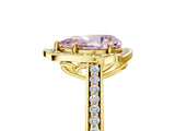 Yellow gold Fancy Pink Pear  Halo Round Diamond Pave Band with Four-Prong Setting_43