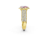 Yellow gold Fancy Pink Pear  Halo Round Diamond Pave Band with Prong Setting_14