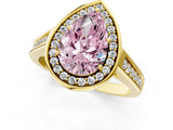 Yellow gold Fancy Pink Pear  Halo Solitaire Diamond Ring with Pave Band and Bezel Setting_50