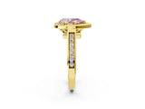 Yellow gold Fancy Pink Pear  Halo Solitaire Diamond Ring with Pave Band and Bezel Setting_51