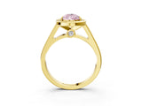 Yellow gold Fancy Pink Pear  Halo Solitaire Diamond Ring with Pave Band and Bezel Setting_52