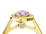 Yellow gold Fancy Pink Pear  Halo Solitaire Diamond Ring with Pave Band and Bezel Setting_53