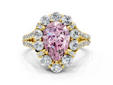 Yellow gold Fancy Pink Pear  Halo Split Shank Diamond Engagement Ring with Pave Band and Four-Prong Setting_54