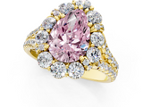 Yellow gold Fancy Pink Pear  Halo Split Shank Diamond Engagement Ring with Pave Band and Four-Prong Setting_55