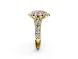 Yellow gold Fancy Pink Pear  Halo Split Shank Diamond Engagement Ring with Pave Band and Four-Prong Setting_56