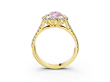 Yellow gold Fancy Pink Pear  Halo Split Shank Diamond Engagement Ring with Pave Band and Four-Prong Setting_57