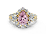 Yellow gold Fancy Pink Pear  Halo Split Shank Diamond Engagement Ring with Prong Setting_20
