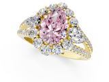Yellow gold Fancy Pink Pear  Halo Split Shank Diamond Engagement Ring with Prong Setting_21