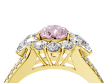 Yellow gold Fancy Pink Pear  Halo Split Shank Diamond Engagement Ring with Prong Setting_24
