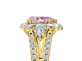 Yellow gold Fancy Pink Pear  Halo Split Shank Diamond Engagement Ring with Prong Setting_25